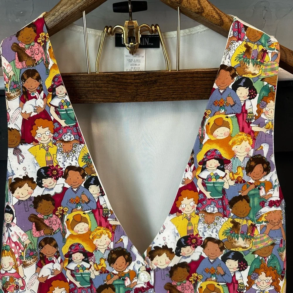 Vintage 1990s Novelty‎ Illustrated Children Print Vest size Medium